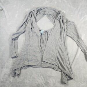 M Fasis Womens Grey‎ Keyhole Back Open Cardigan S Y2K 90s Retro Vintage